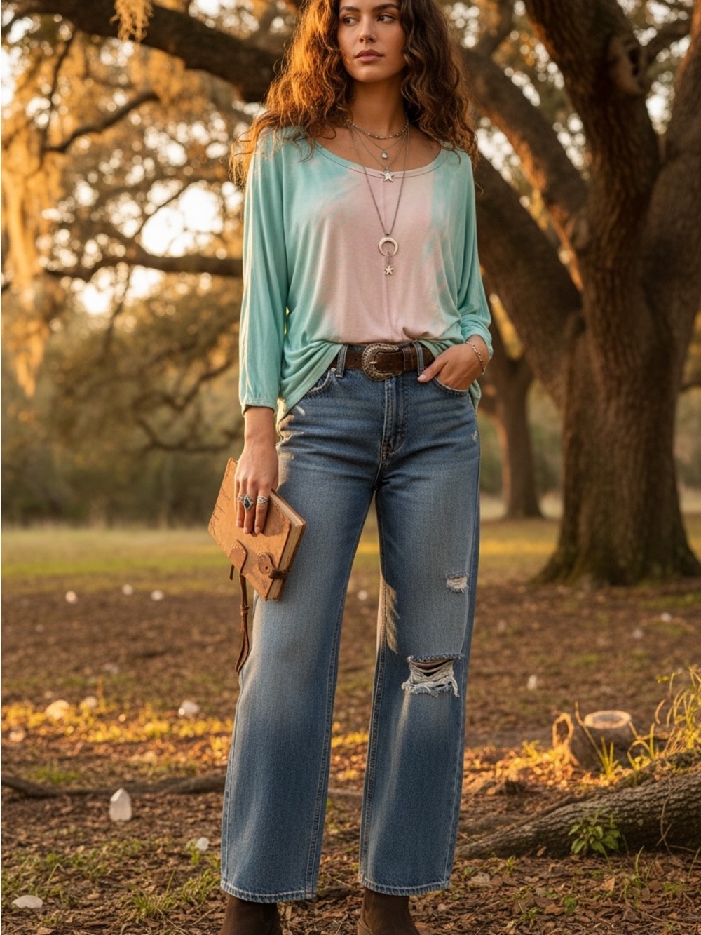 Splendid Tie Dye Dolman Top Small Pastel Blue Pink Boho Western Festival USA